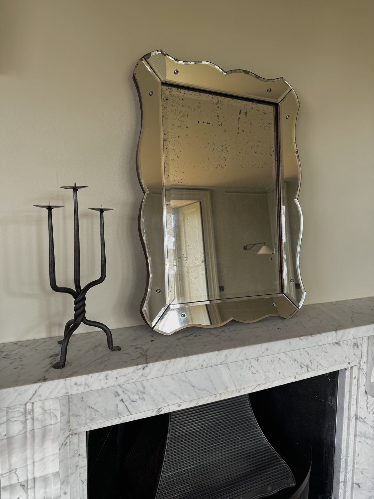 Art Deco French Venetian Mirror With Wavy Edges photo furniture