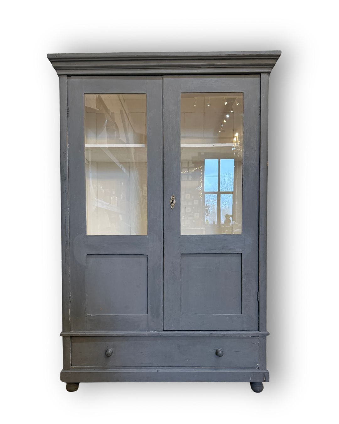 Hand Painted Victorian Display Cabinet: Farmhouse Linen Cupboard