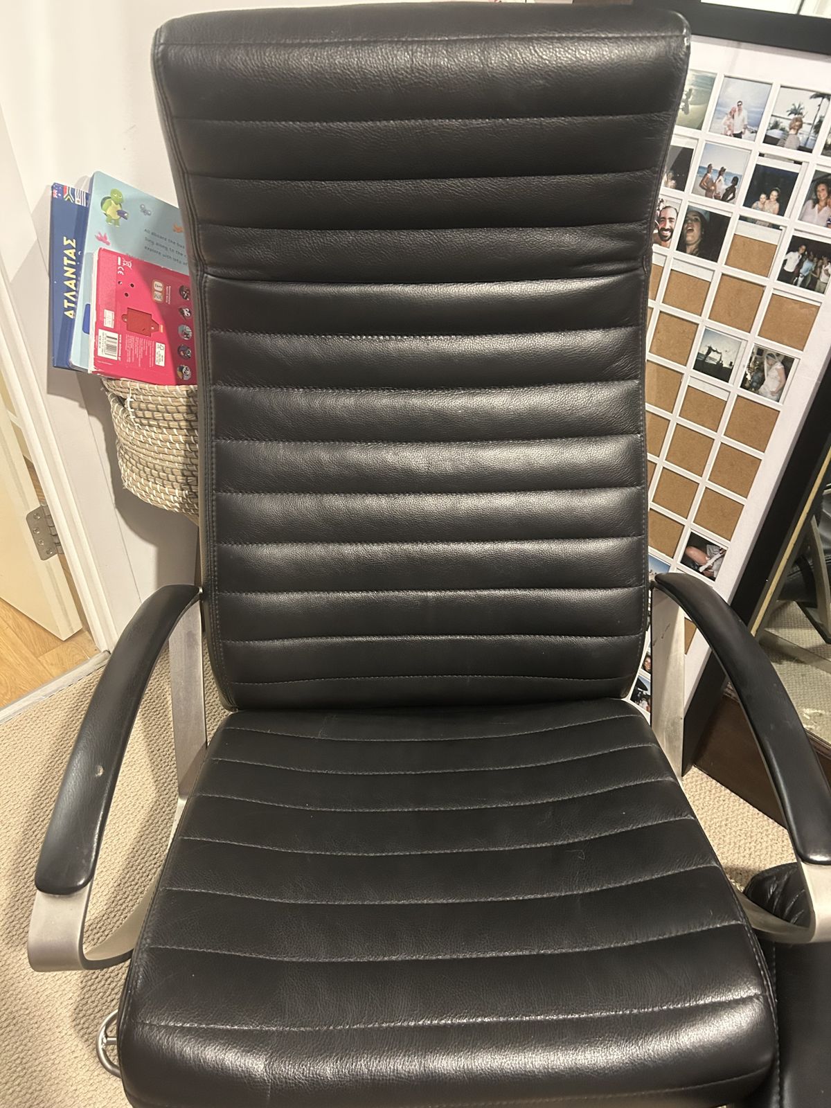 Bo Concept Black Leather Chair And Footstool photo Furniture