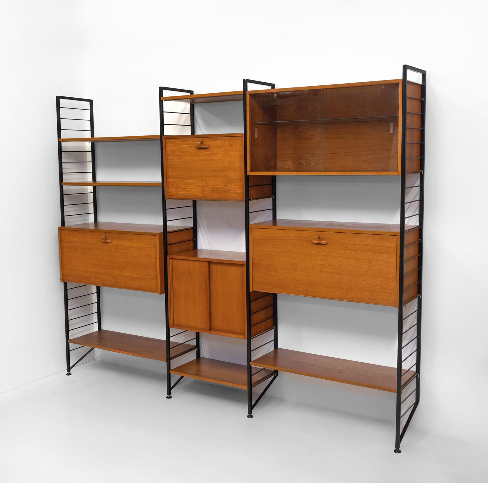 photo furniture Mid Century Ladderax Six Bay Shelving System, Desk Drinks Cabinet Staples