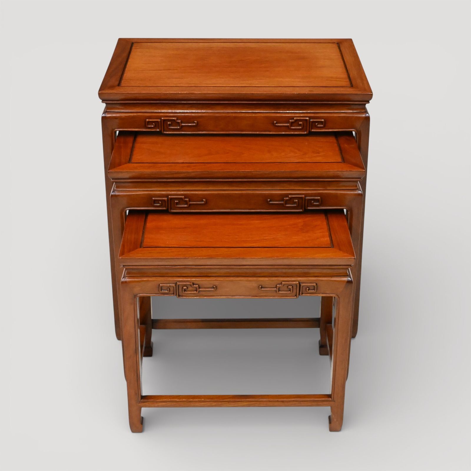 Chinese Nest Of Tables Teak/Rosewood Carvings 3 Side Tables Free Uk Delivery*
