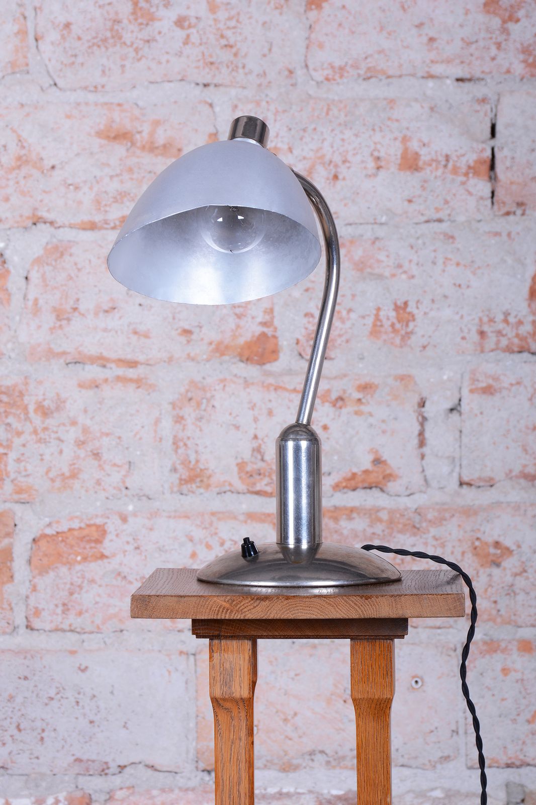 Restored Bauhaus Table Lamp, By Franta Anýž, Chrome, Aluminium, Czech, 1930s photo furniture