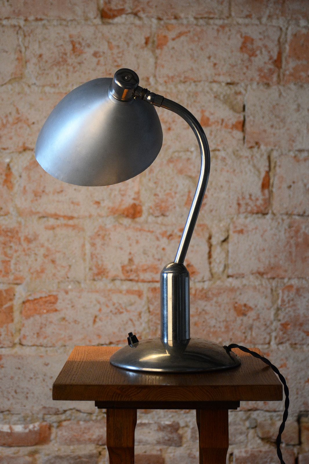photo for sale Restored Bauhaus Table Lamp, By Franta Anýž, Chrome, Aluminium, Czech, 1930s
