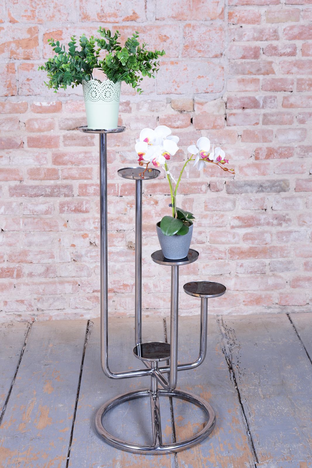 Restored Bauhaus Flower Stand, By Vichr A Spol., Chrome, Glass, Czech, 1930s photo vinterior