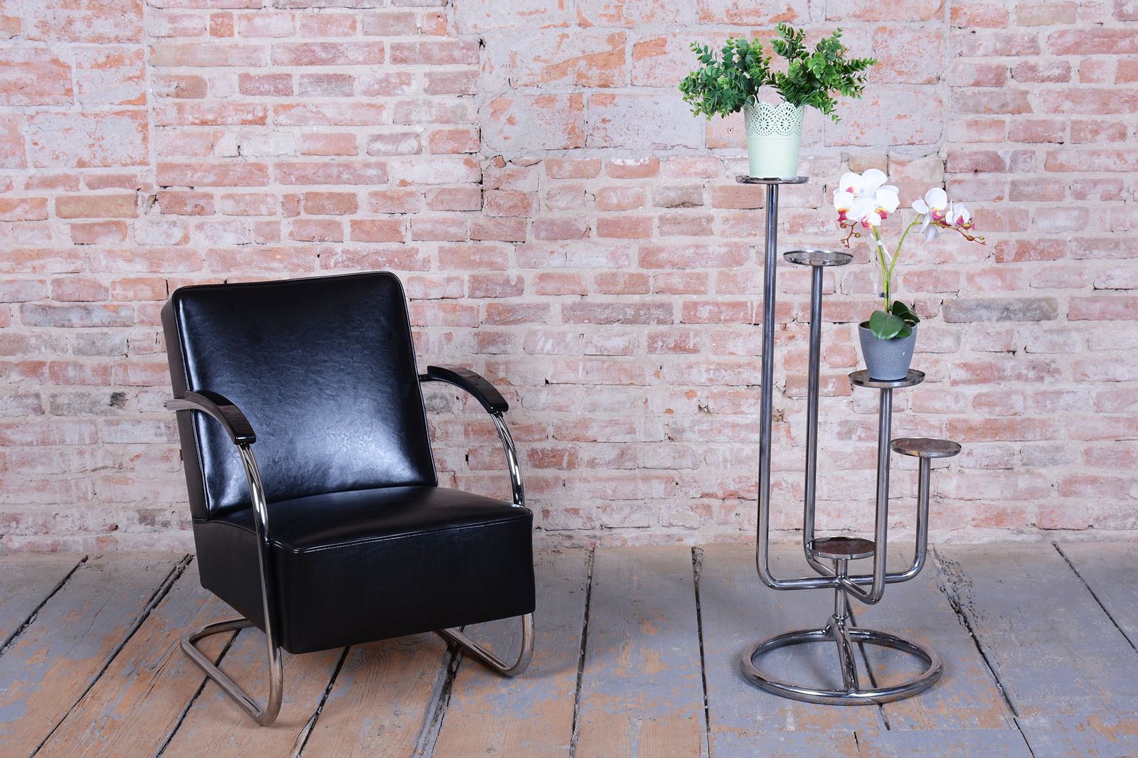 Restored Bauhaus Flower Stand, By Vichr A Spol., Chrome, Glass, Czech, 1930s photo buy