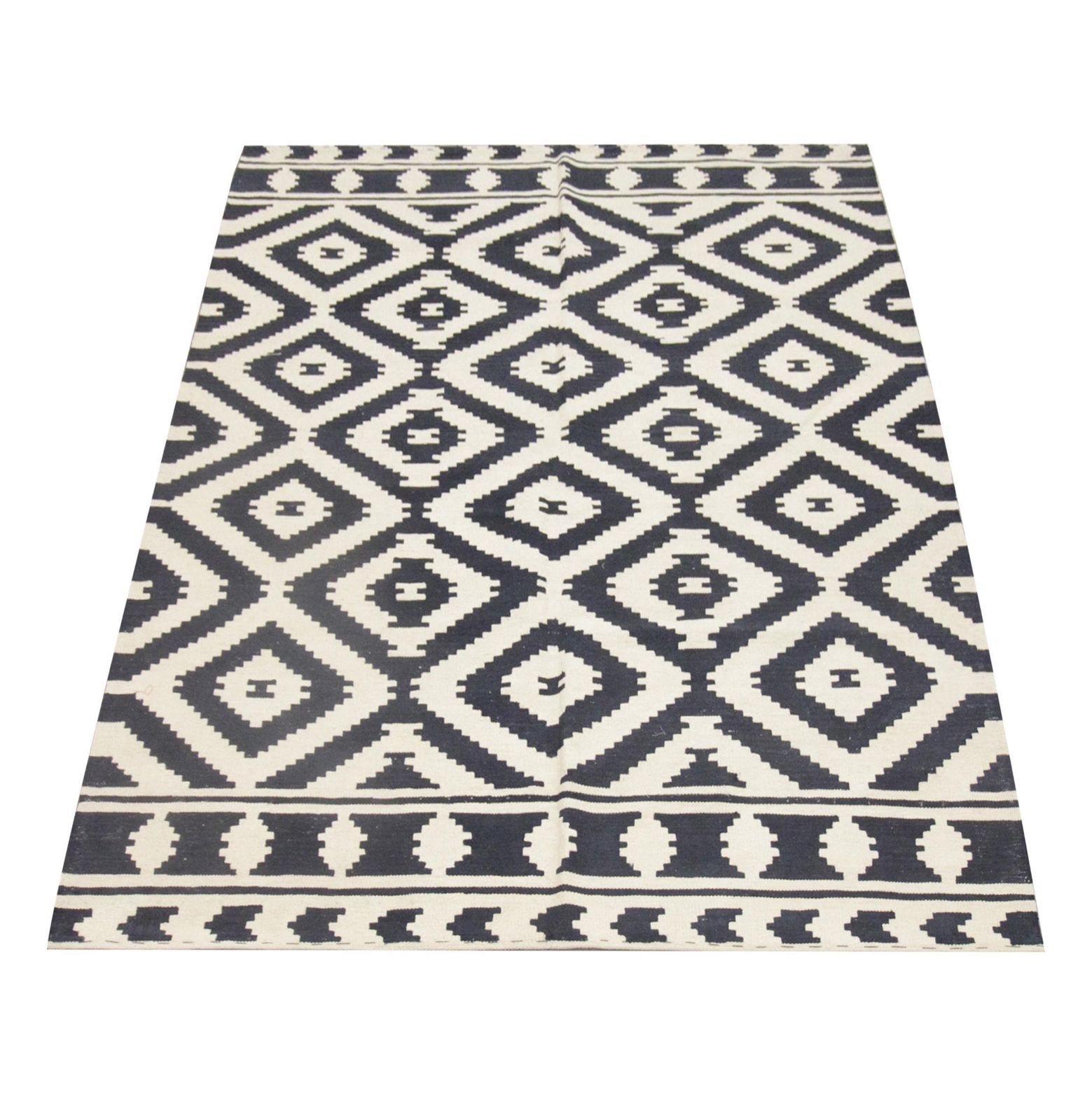Modern Kilim Rugs Abstract Geometric Aztec Kilim Wool White Black Rug photo furniture
