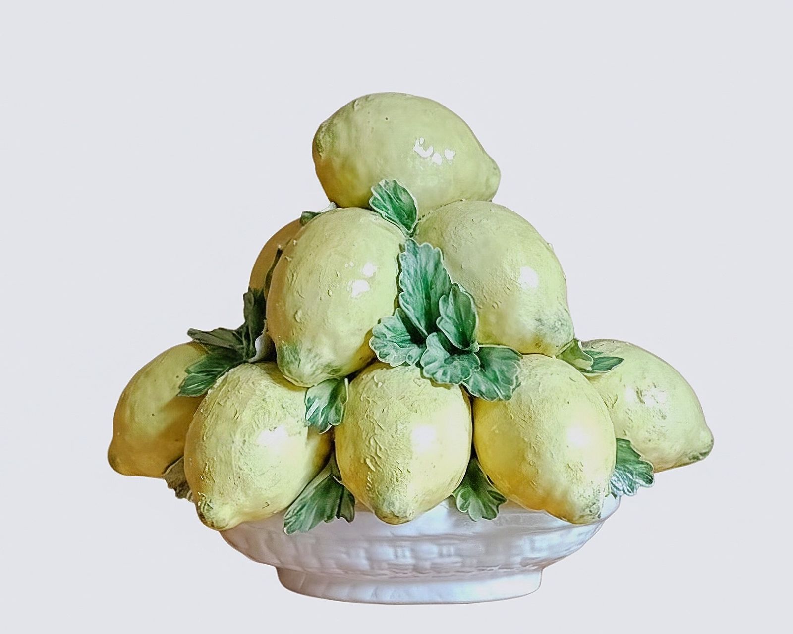 Large 3 Tier Capodimonte Lemon Centrepiece   Oval Basket   Signed Crowned N photo furniture