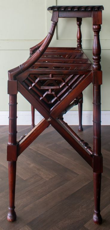Edwardian Mahogany Library Book Trough Chinese Chippendle Regency Revival photo for sale