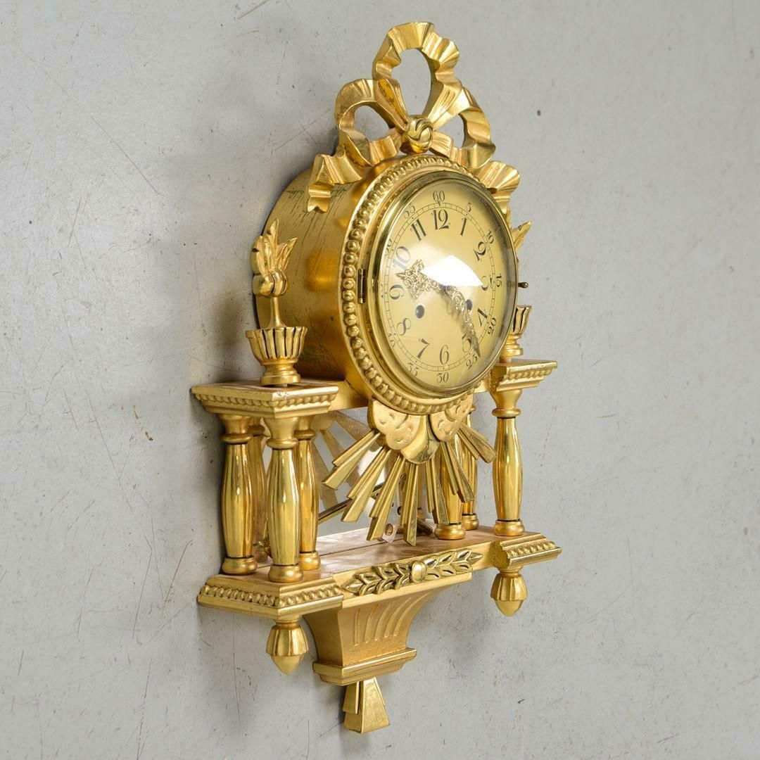 Antique Swedish Gustavian Signed Wall Clock Gilt 1900, Rococo Golden Clock photo Home Decor