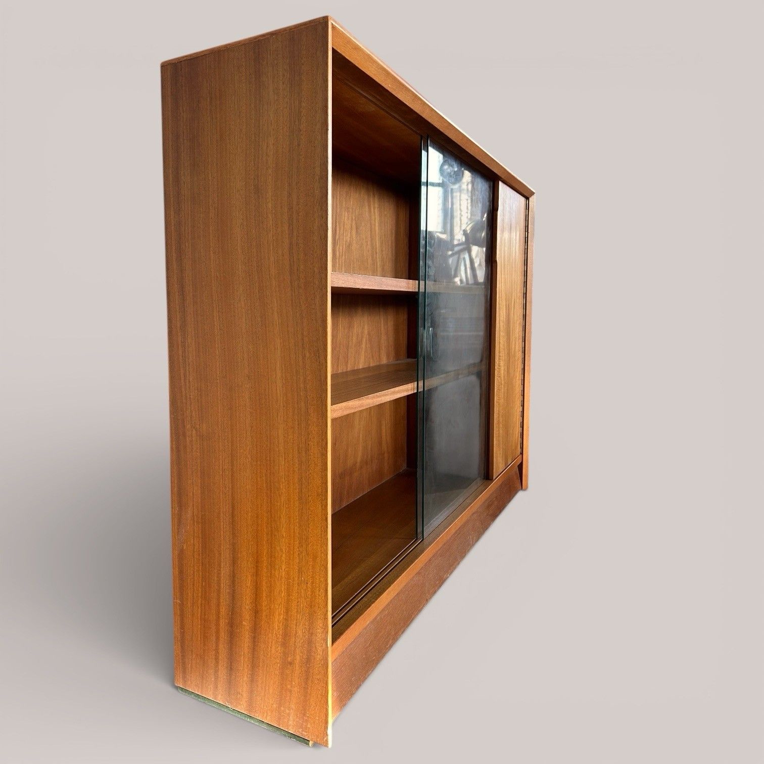 Mid Century Glazed Teak Bookcase With Cupboard – Gibbs photo furniture