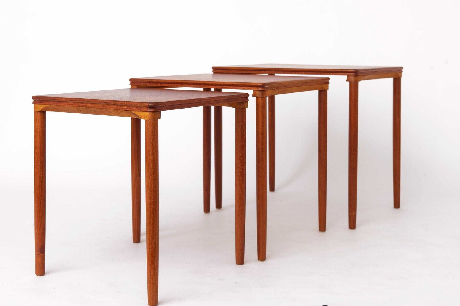 Set Of 3 Teak Nesting Tables – 1970s Danish Mid Century Modern Design, Vintage Side Tables, Scandinavian Teak Furniture photo vintage