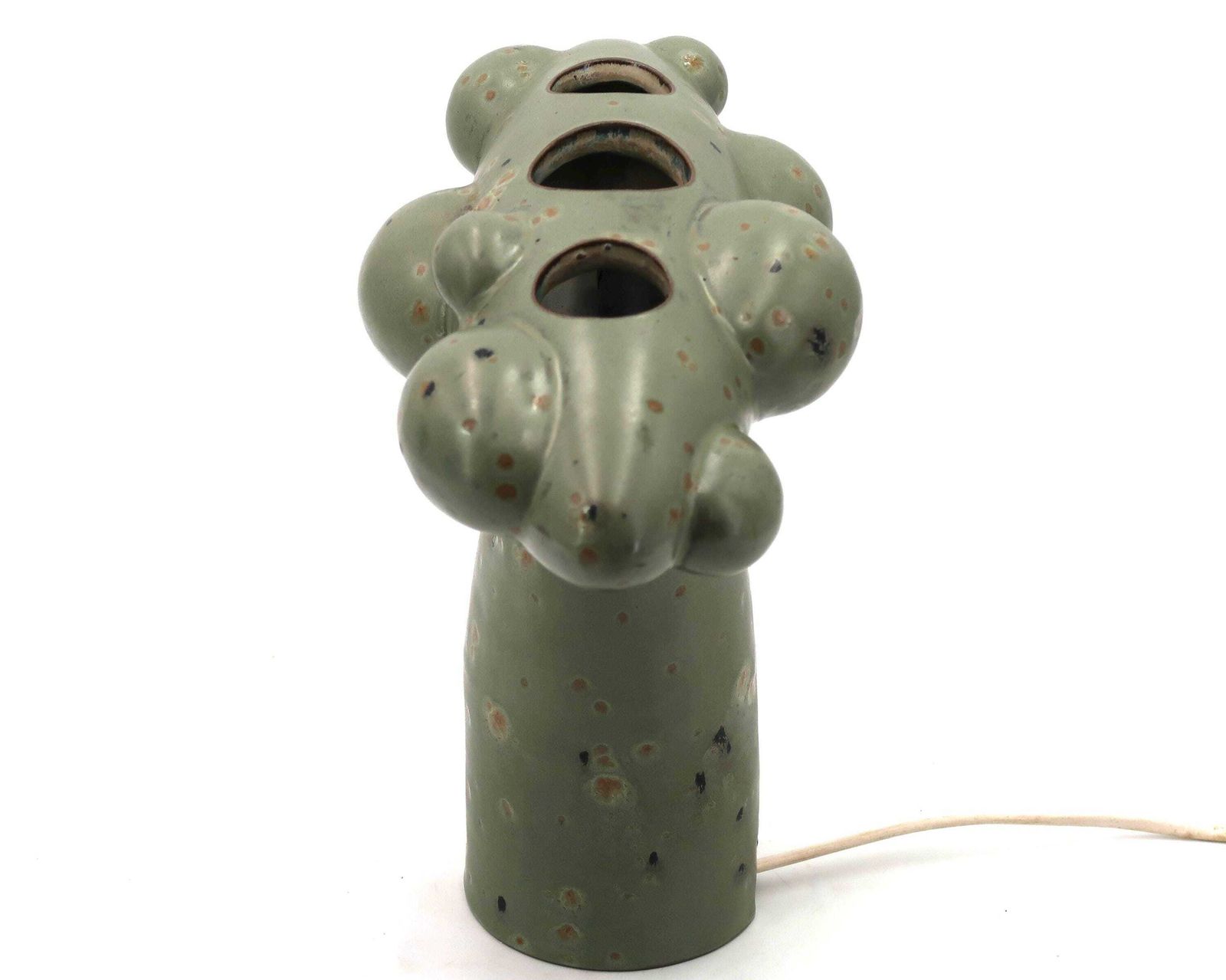 French Sculptural Ceramic Table Lamp With Organic Shapes / Sculpture, Art, Home Decor, Lighting, Green, Nature photo Art