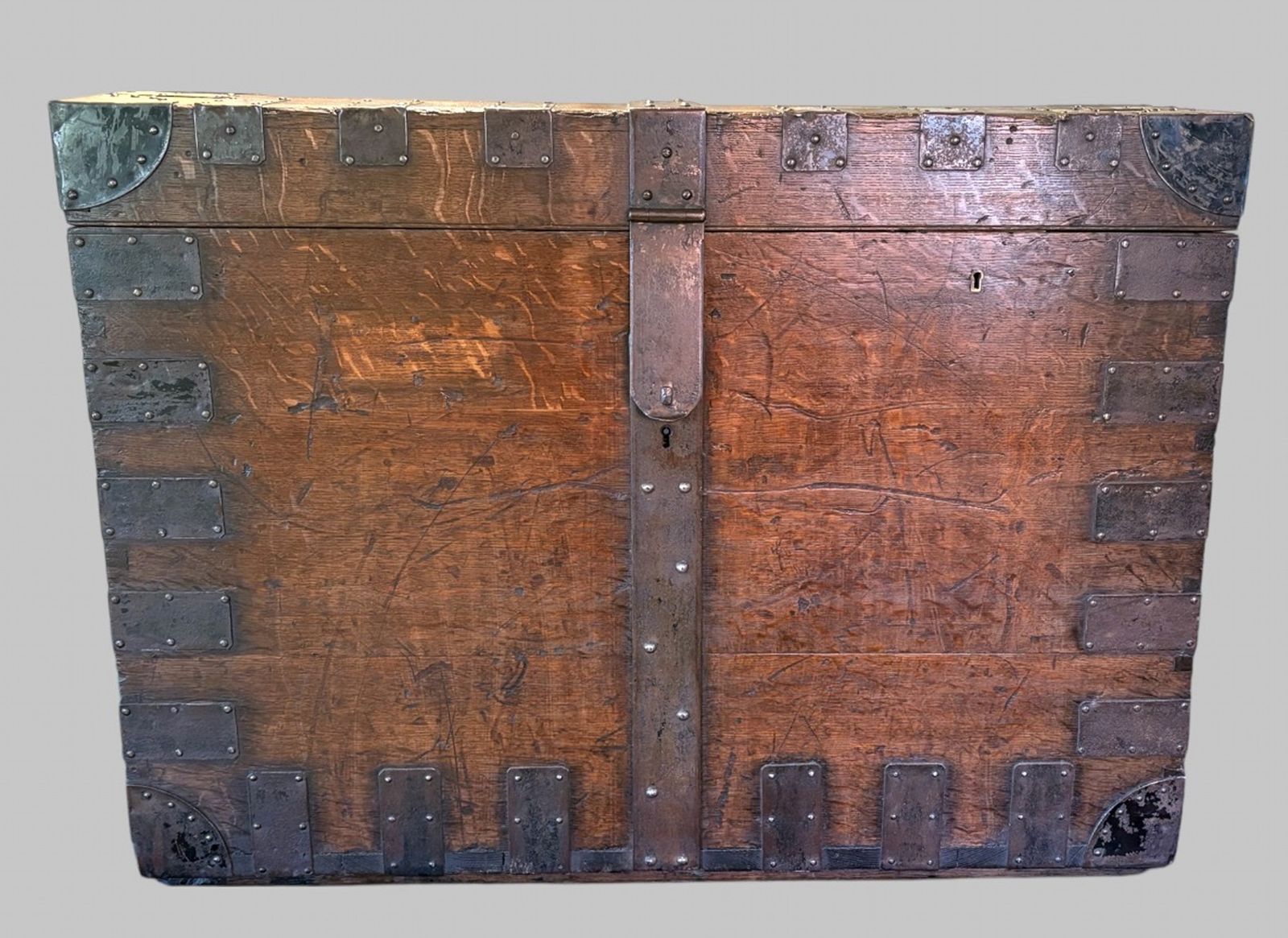 Victorian Iron Bound Oak Silver Chest