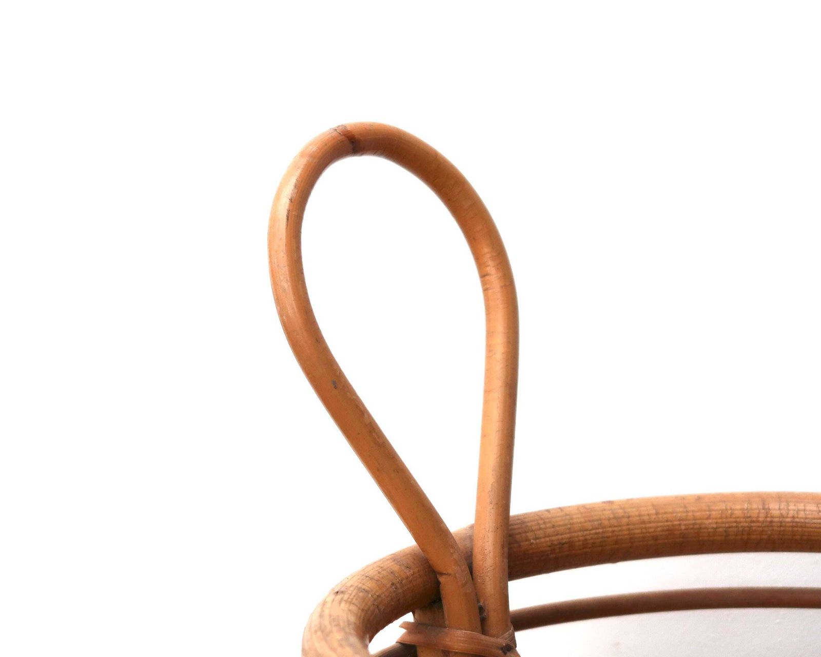 French Bamboo And Rattan Umbrella Stand Holder With Handles, 1970s / Entryway, Furniture, Natural, Basket photo for sale