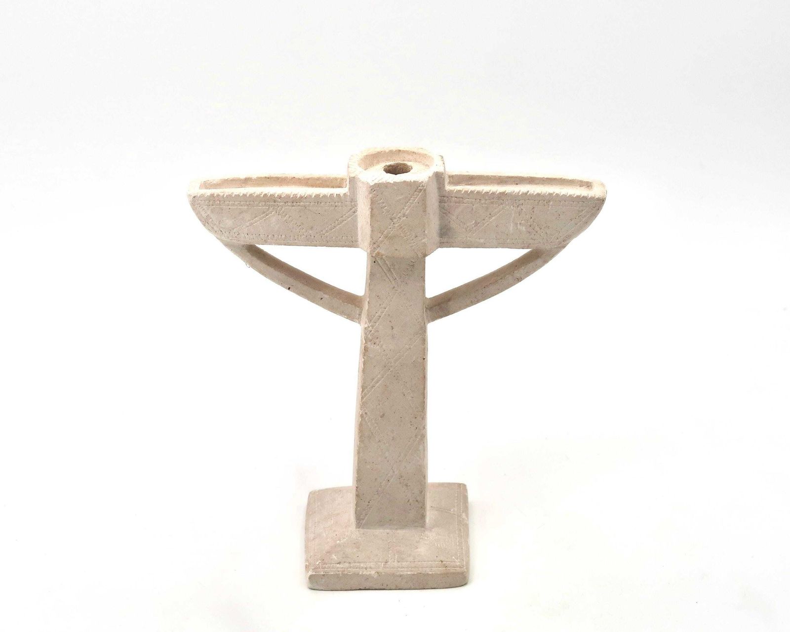 Moroccan Carved Stone Candle Holder Sculpture, 1970s / Candleholder, White Beige Grey, Minimalist, Vernacural, Home Decor photo furniture