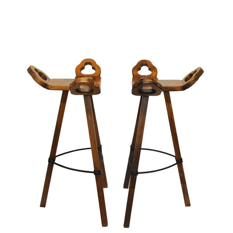 Brutalist Marbella Style Beech Bar Stools By Viriato Gomez For Toledo 1970s Set Of 4 photo buy