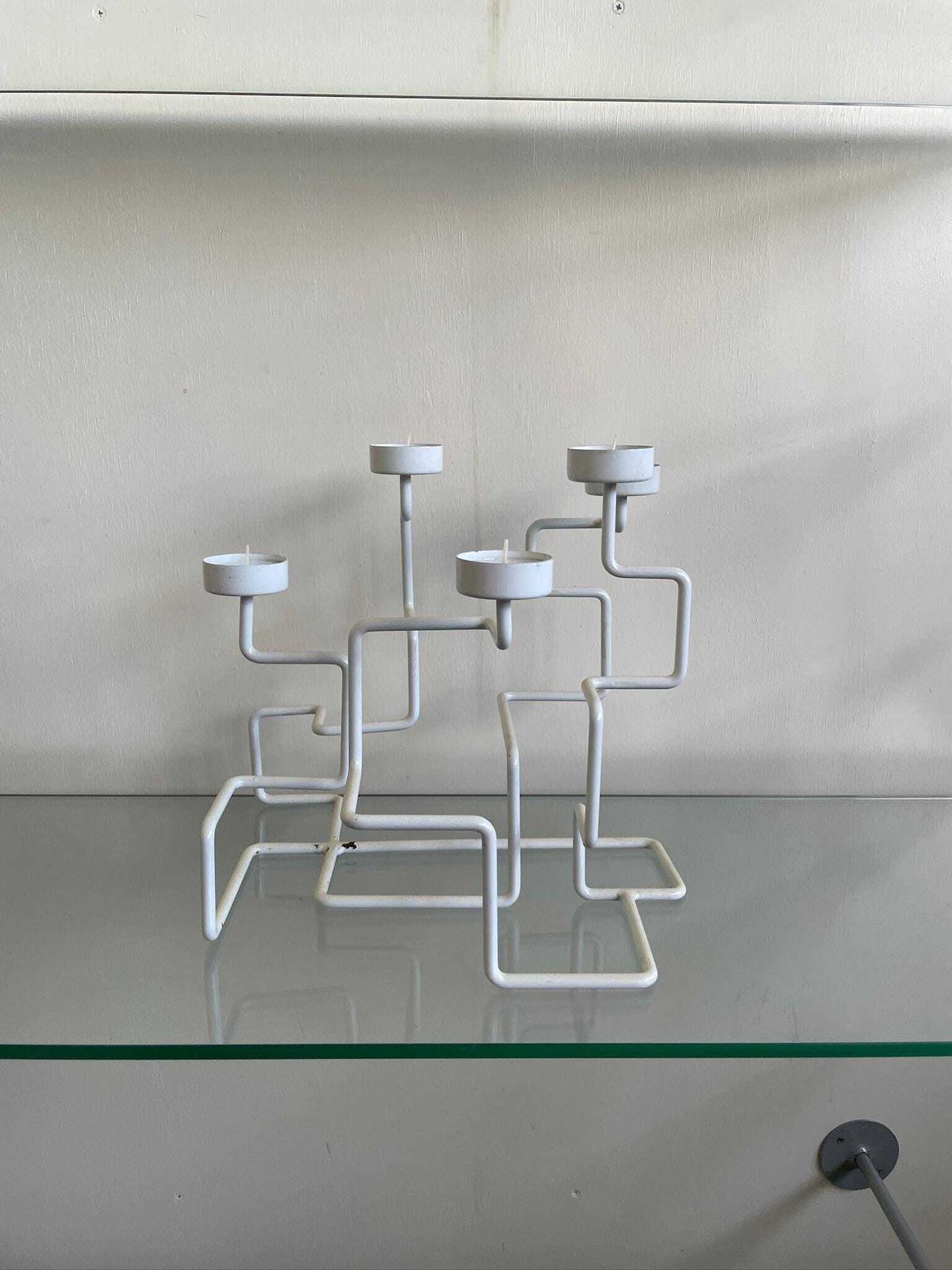 White Wire Metal Candlestick For Tealights Quirky Pomo Piece
