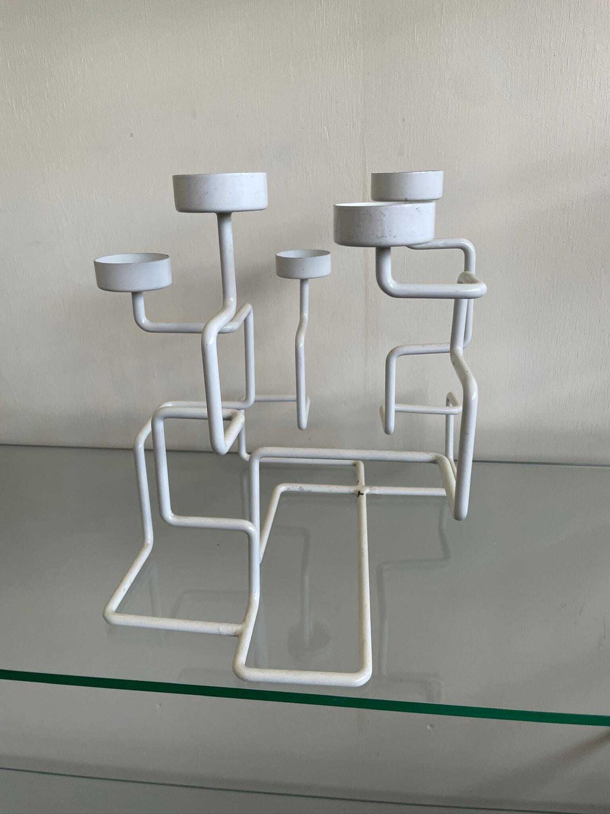 White Wire Metal Candlestick For Tealights Quirky Pomo Piece photo vintage
