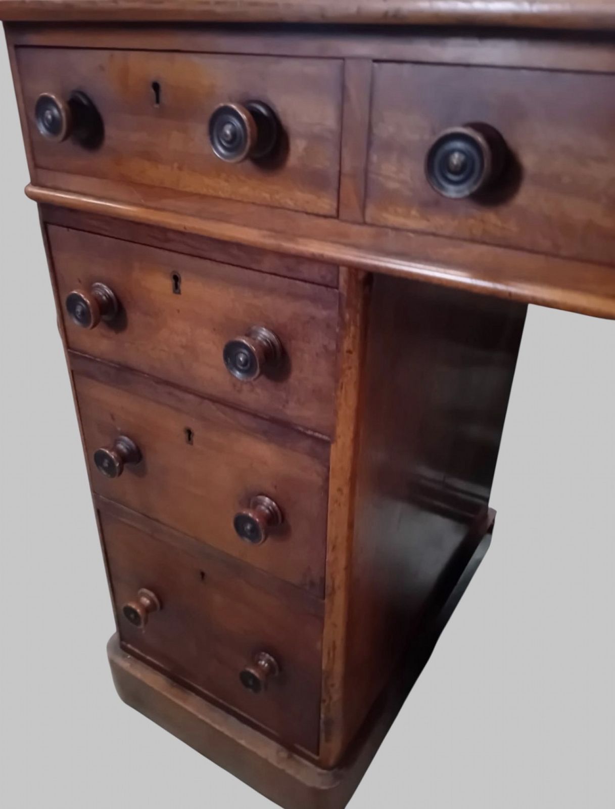 Victorian Walnut Pedestal Desk, C.1860–1880 photo vintage