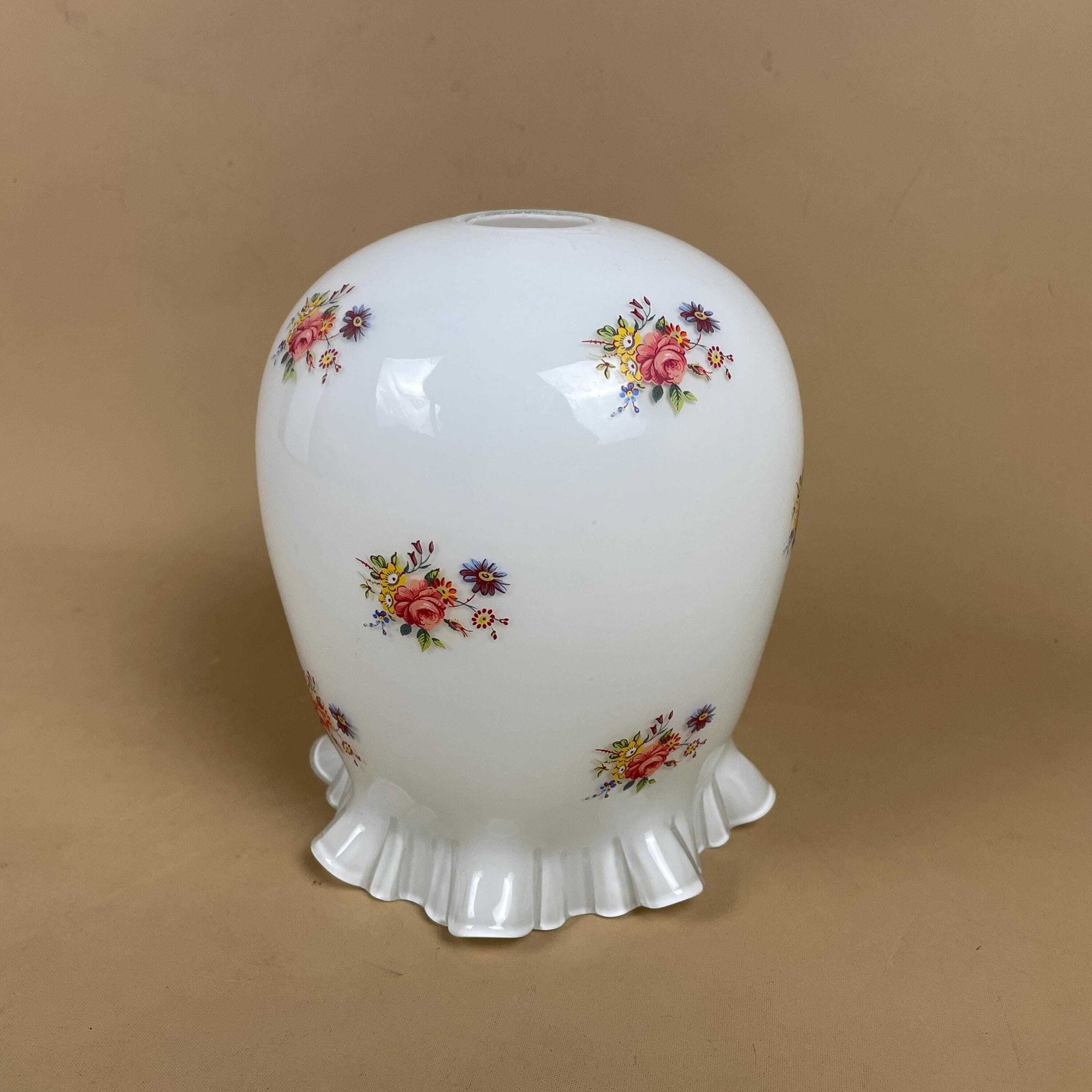 Glass Lamp Shade White Tulip Shape Pendant Lampshade Tiffany Style Ceiling Lightshade Light Floral Pattern Antique Vintage Frilly Scallop