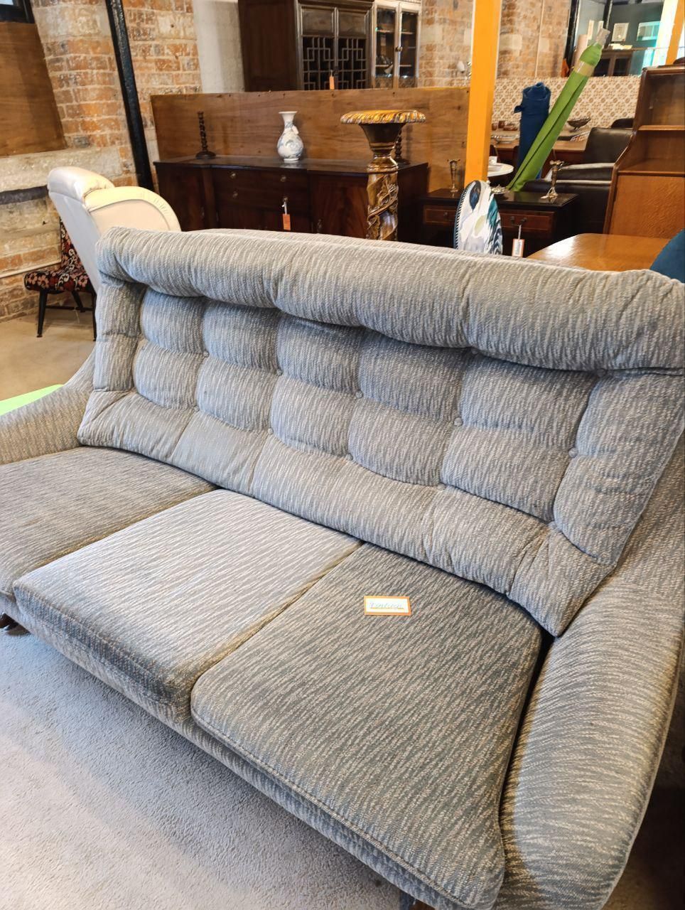 Parker Knoll Statesman Sofa Vintage Sculptural Grey Original Upholstery Statement Three Seater photo Furniture