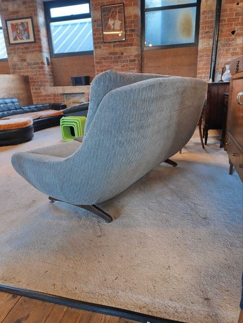 photo buy Parker Knoll Statesman Sofa Vintage Sculptural Grey Original Upholstery Statement Three Seater