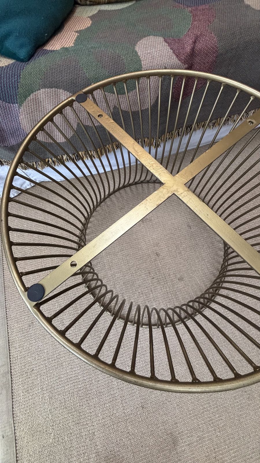 Rockett St George Marble Top Coffee Table With Bronze Metal Cage Base photo Furniture