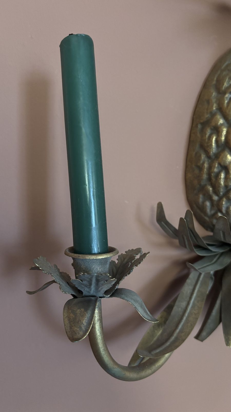 Abigail Ahern Brass Pineapple Wall Sconce Twin Candle Holder With Adjustable Leaves photo 125.0