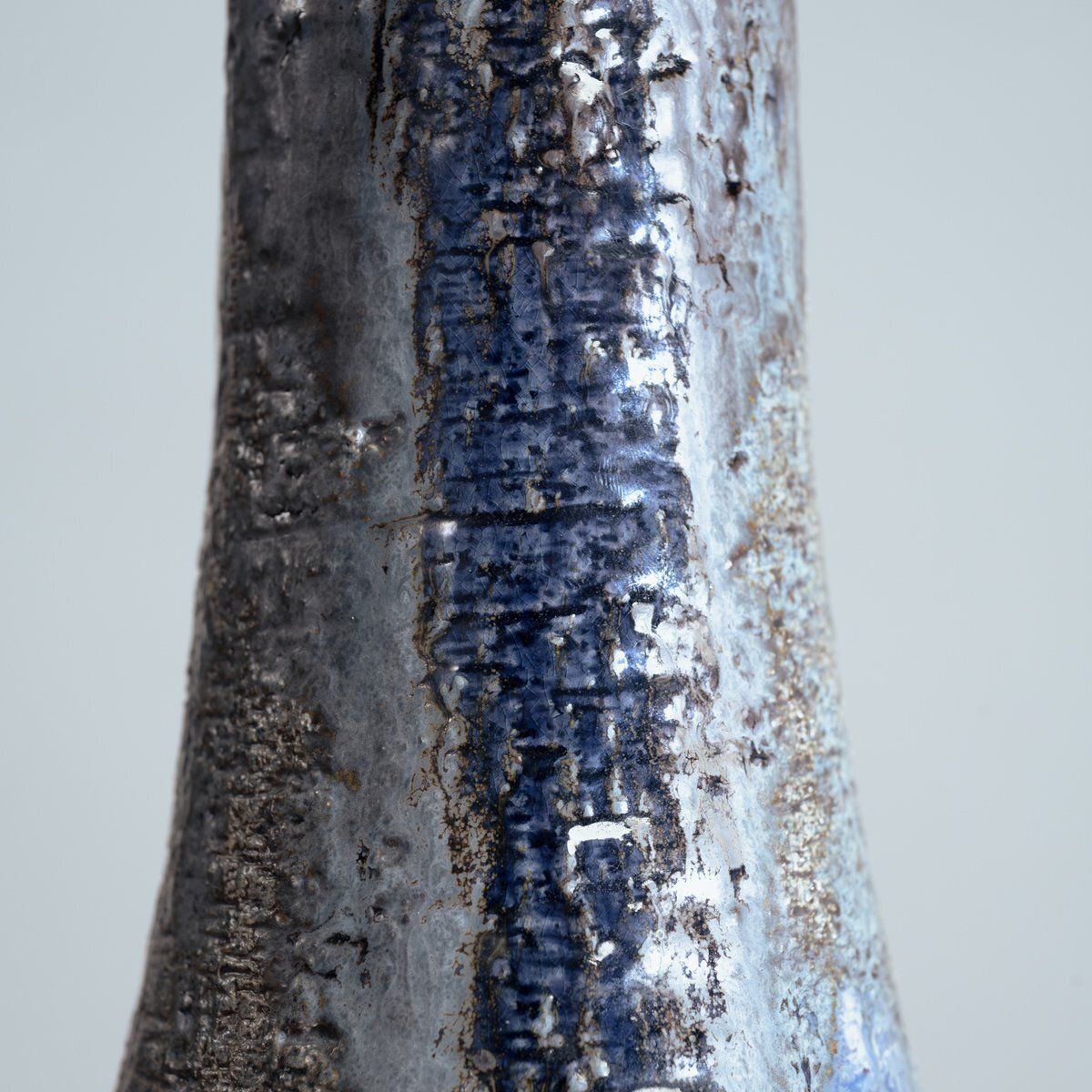 Studio Pottery Lamps In Gray, Blue, And Brown Attributed To Bo Borgstrom, Sweden, 1970s, Set Of 2 photo vintage