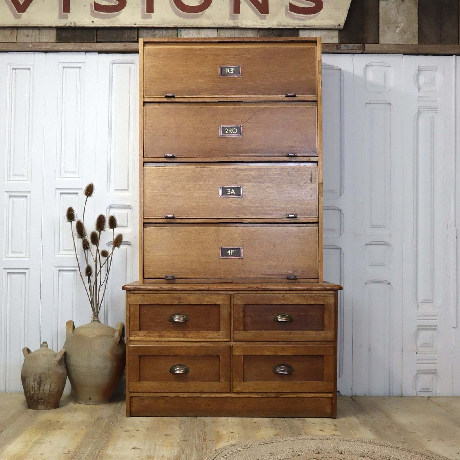 Vintage Oak Solicitors Haberdashery Cabinet 2201k.
