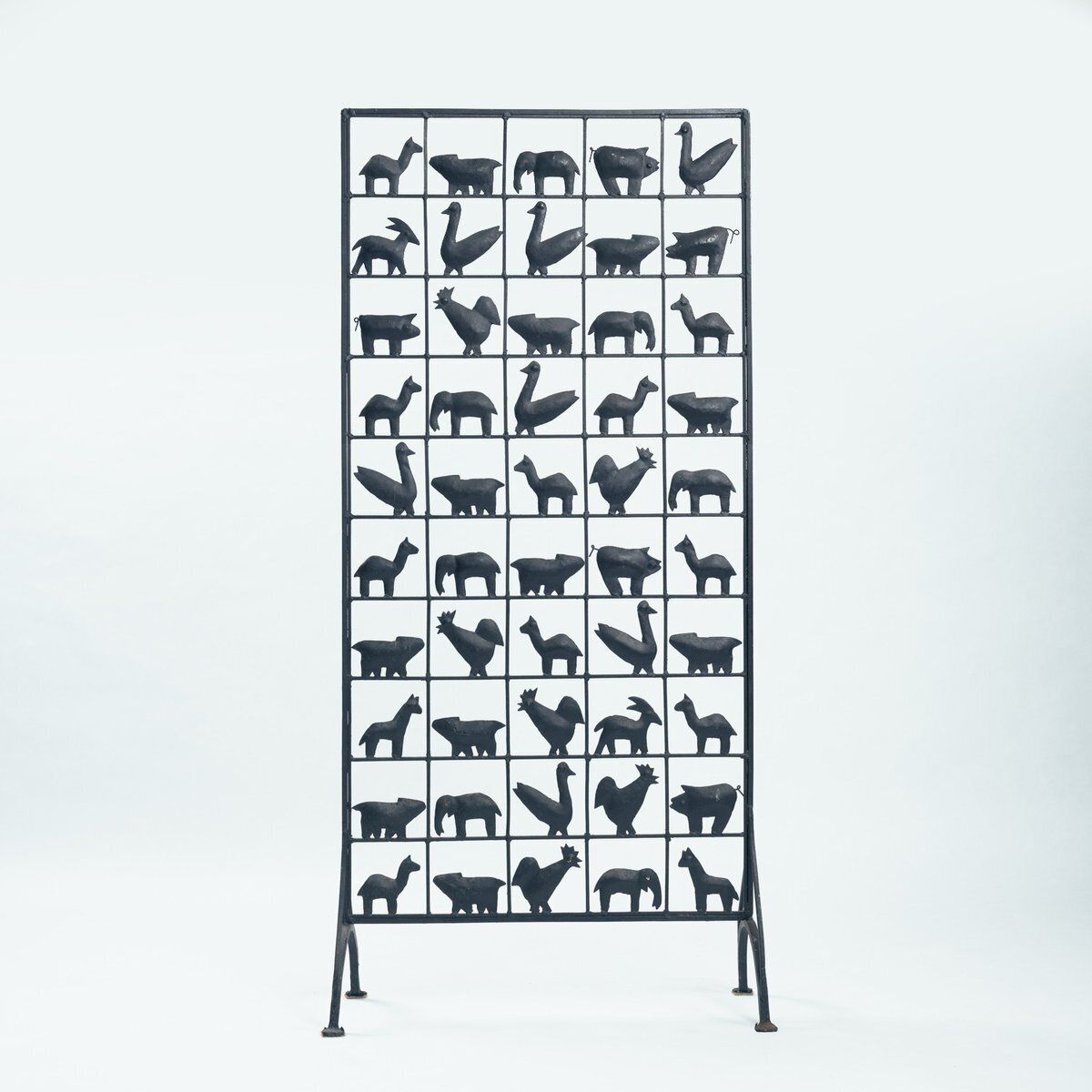 Atelier Marolles Freestanding Room Divider Screen With Animal Motifs In Wrought Iron By Jean Touret