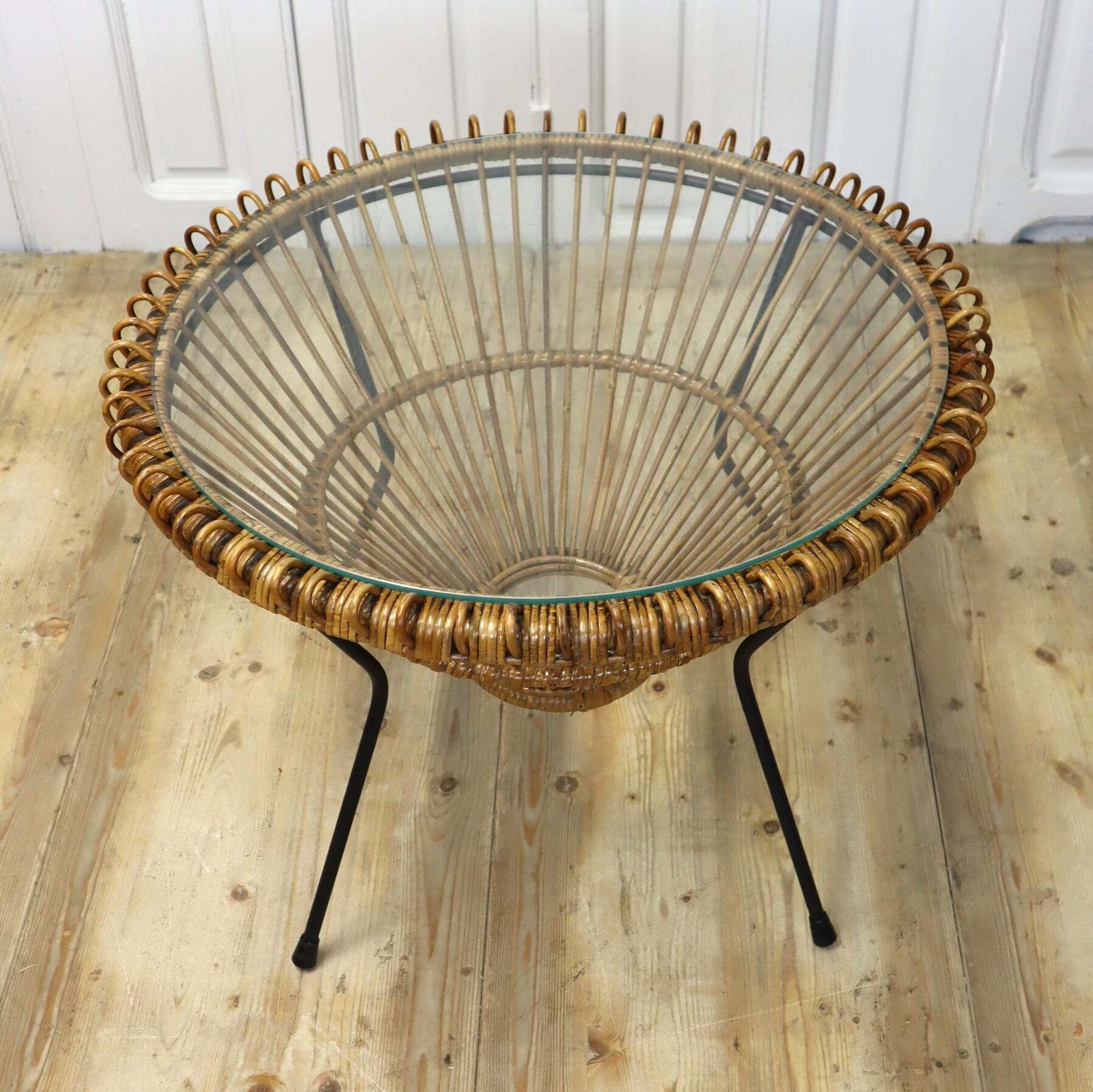 Mid Century Rattan Franco Albini Coffee Table. photo for sale