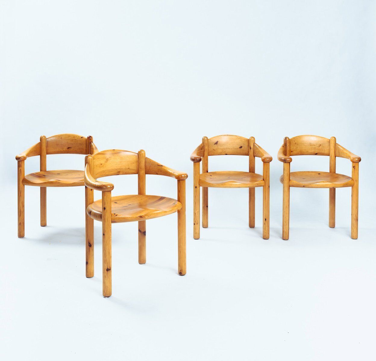 Pine Carver Dining Room Chairs By Rainer Daumiller For Hirtshals Sawmill, 1970s, Set Of 4 photo for sale