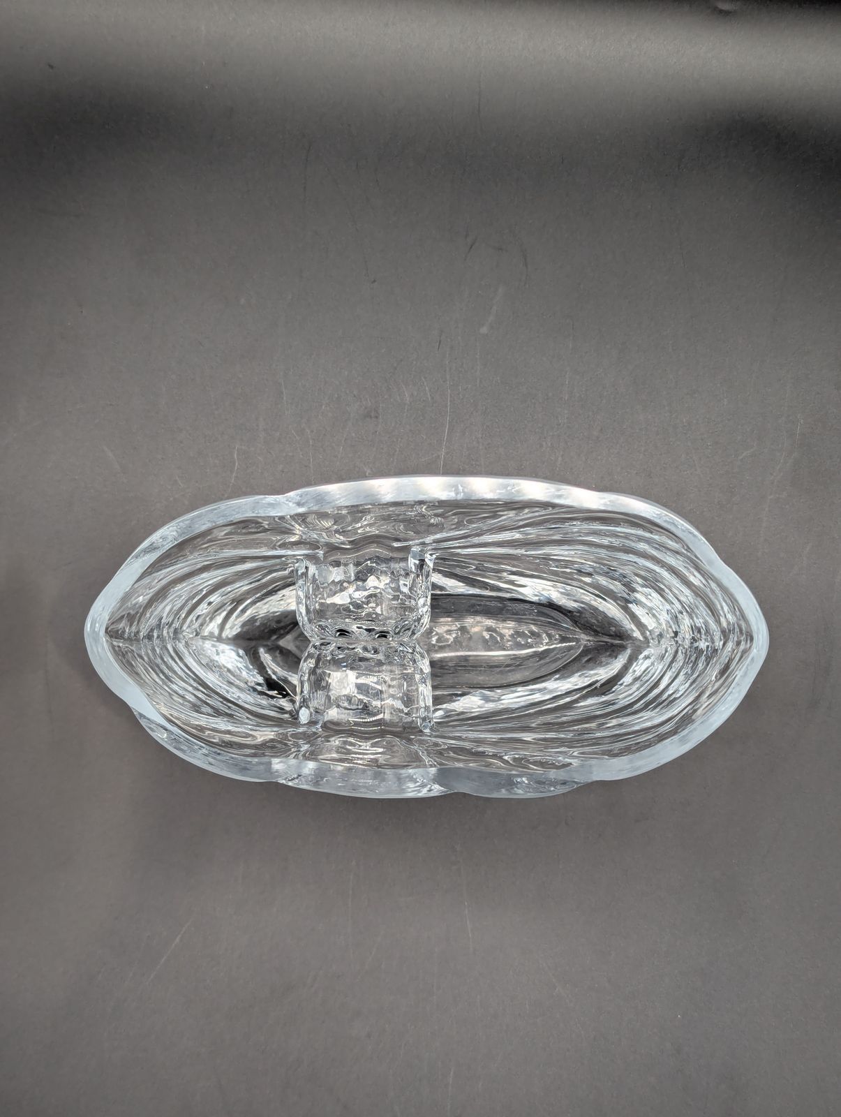 Swedish Sea ‘Sunburst’ Glass Vase By Rune Strand (C. 1960s–70s), Clear Sculptural Form photo vintage