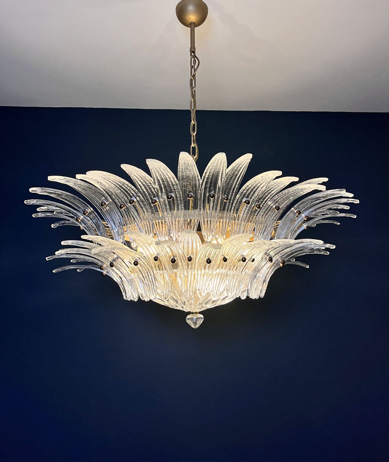 photo vinterior Murano Chandelier Original Palmette, Two Levels, 82 Clear Glasses