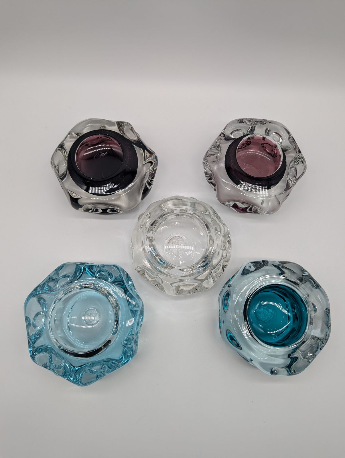 Set Of Five Liskeard Glassworks Tealight Holders By Harry Dyer, England, 1970s photo furniture