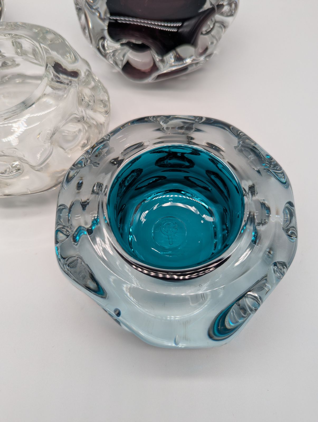 Set Of Five Liskeard Glassworks Tealight Holders By Harry Dyer, England, 1970s photo Home Decor