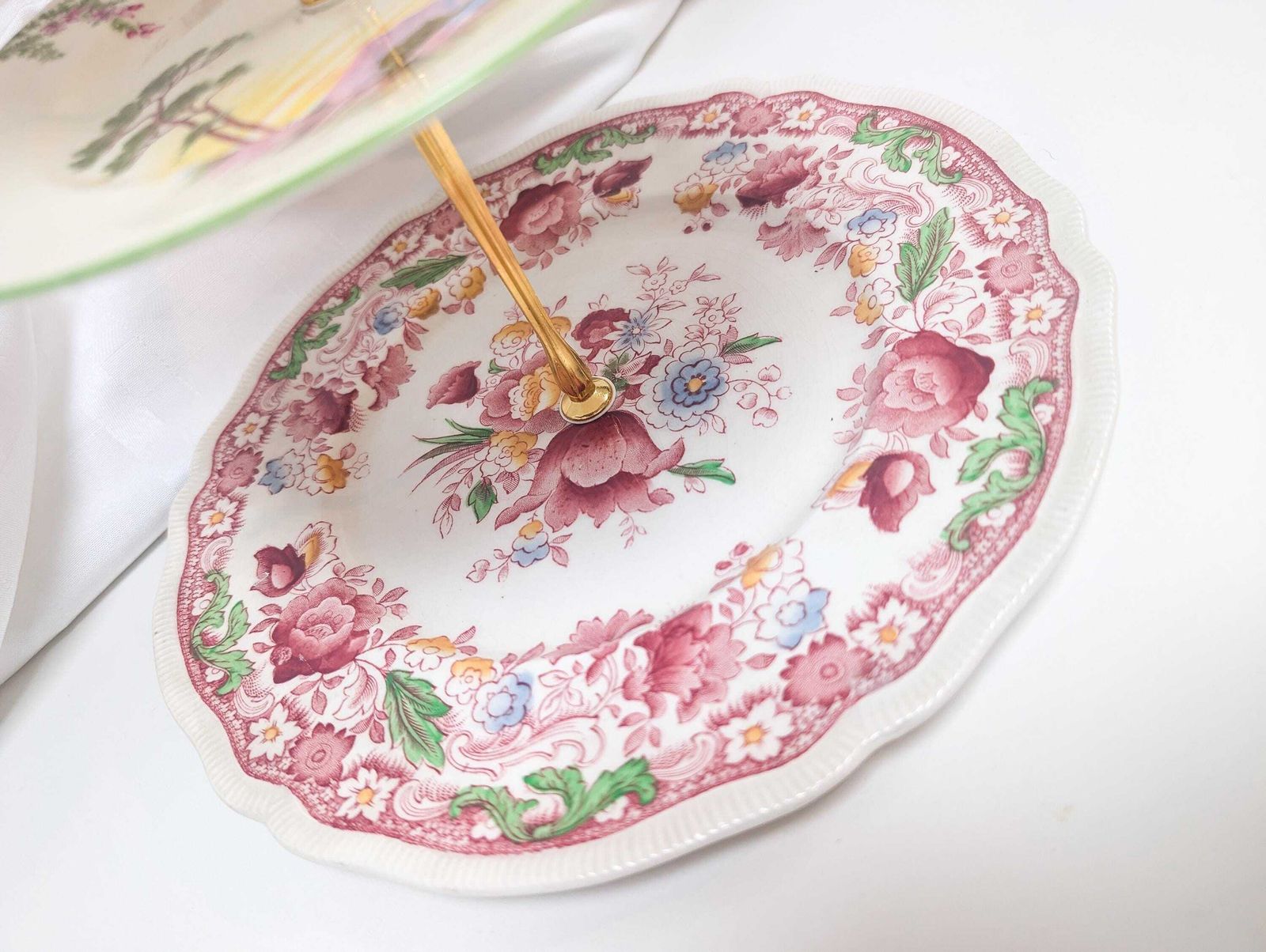 55.0 Beautiful Elegant Vintage 3 Tier Cake Stand. Bone China, Bridgerton Style. Made In England photo