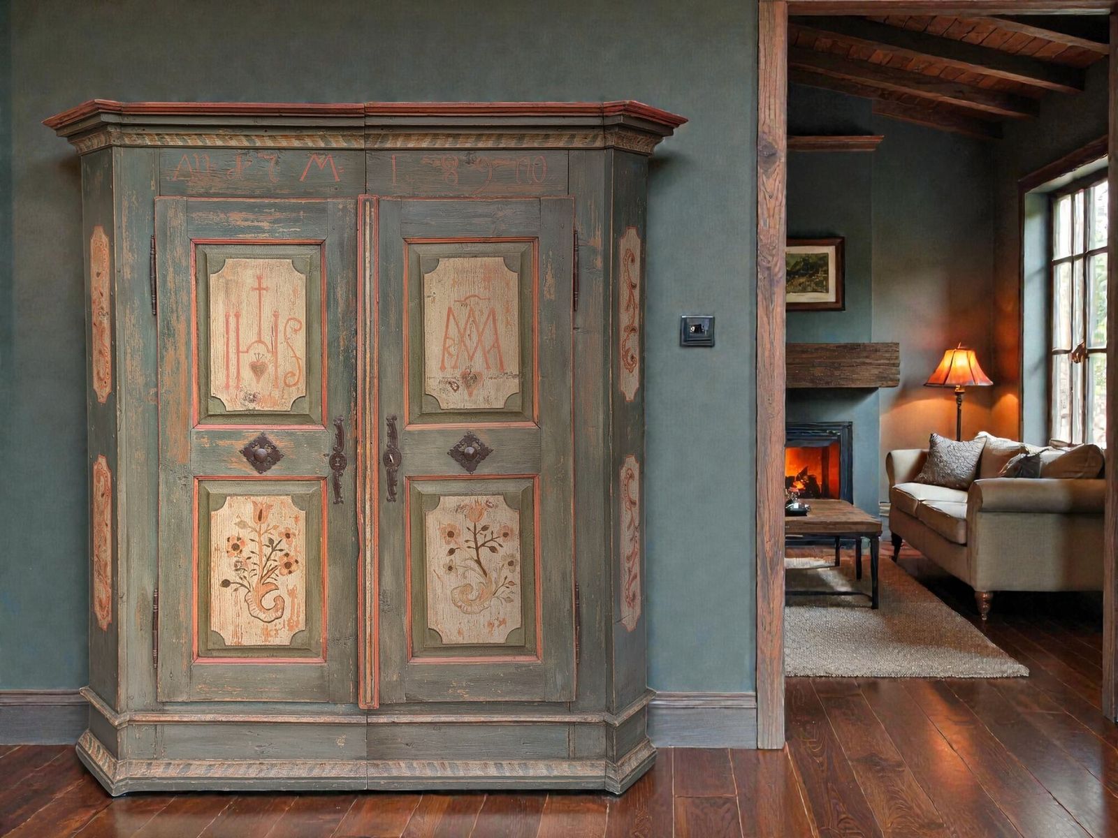 Painted Tyrolean Wardrobe, 1700s photo Furniture
