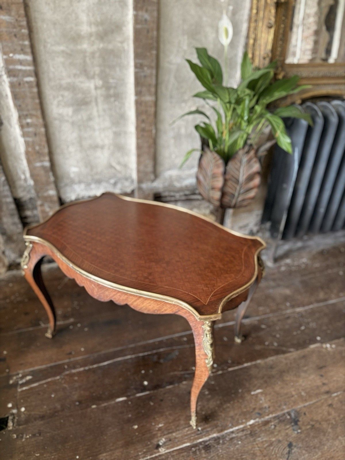 photo for sale French Antique Kingswood Bronze Gilt Serpentine Occasional Centre Table 1880c