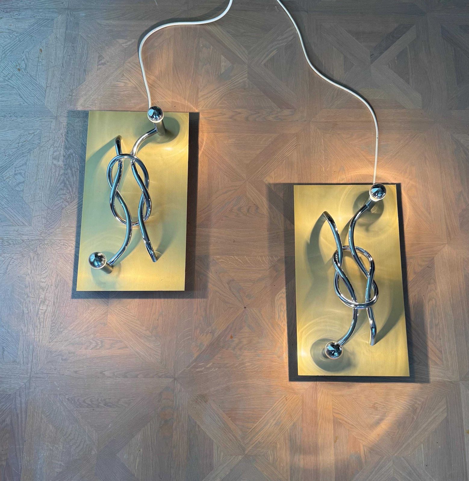 photo for sale Italian 'Reef Knot' Wall Sconces   Giacomo Benevelli For Missaglia