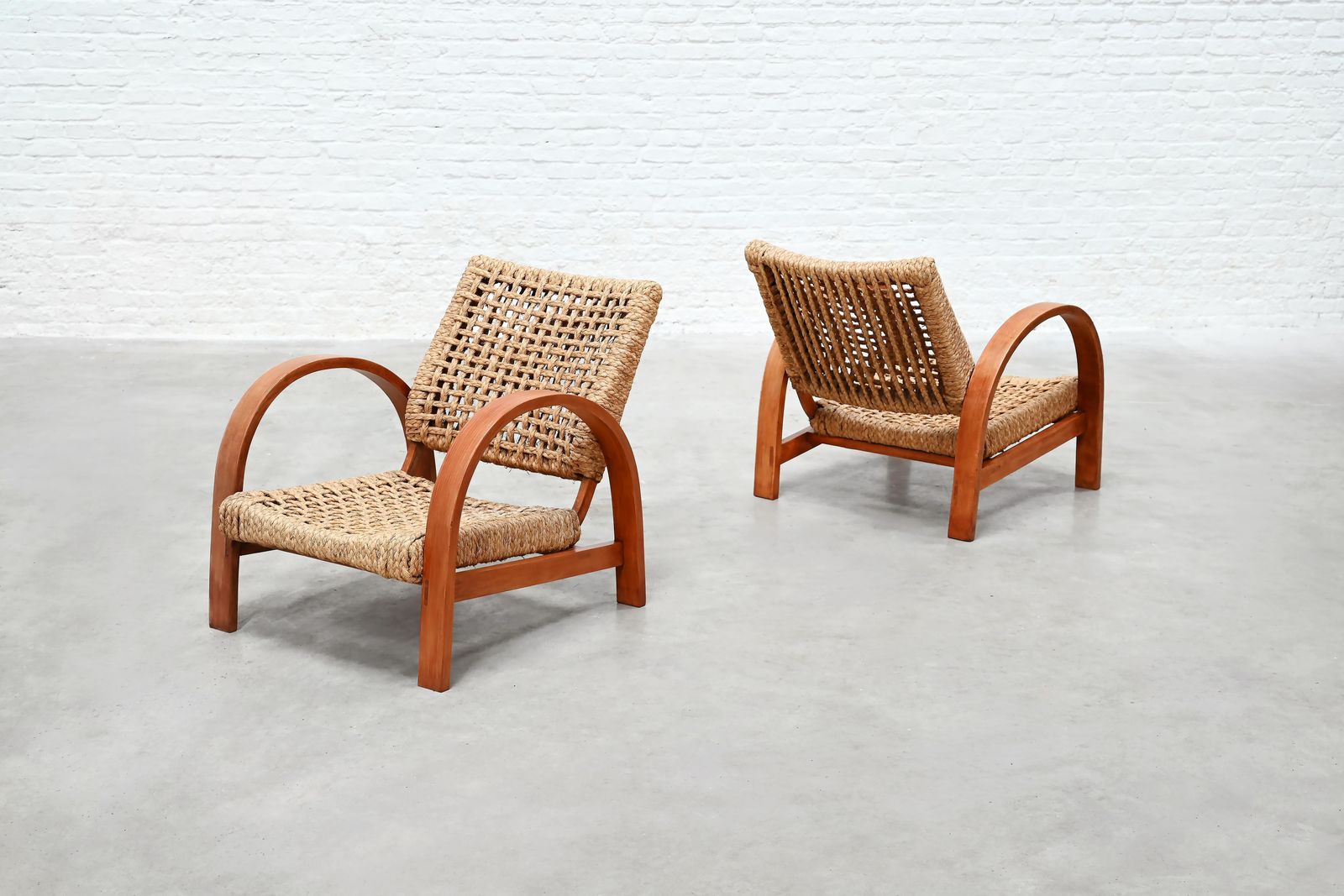 Rope Easy Chairs Attributed To Adrien Audoux & Frida Minet, Art Deco 1940's photo Furniture