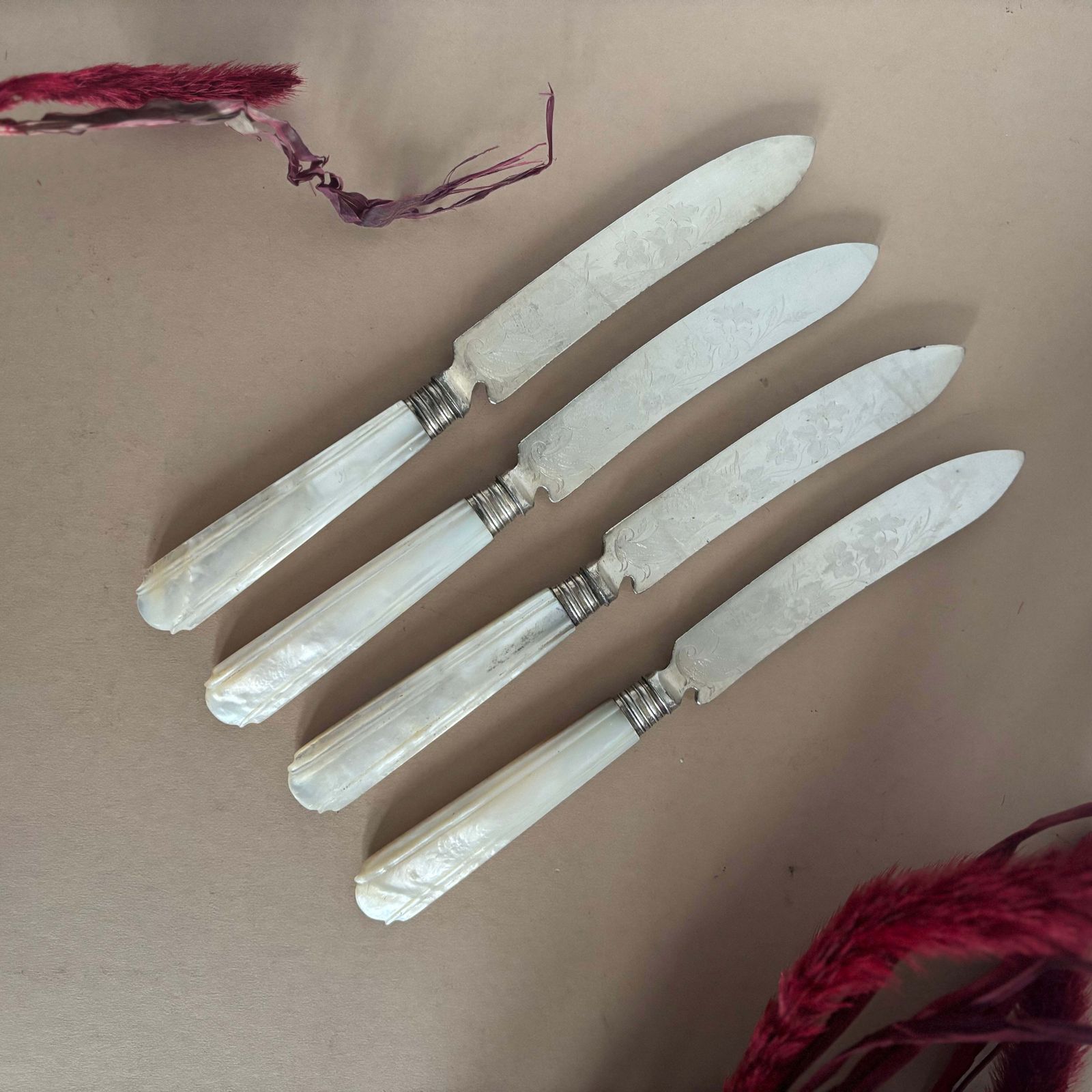 Antique Engraved Knife With Mother Of Pearl photo furniture
