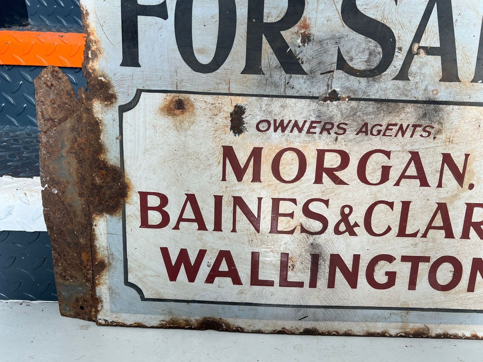 Vintage Enamel Estate Agents Sign photo furniture