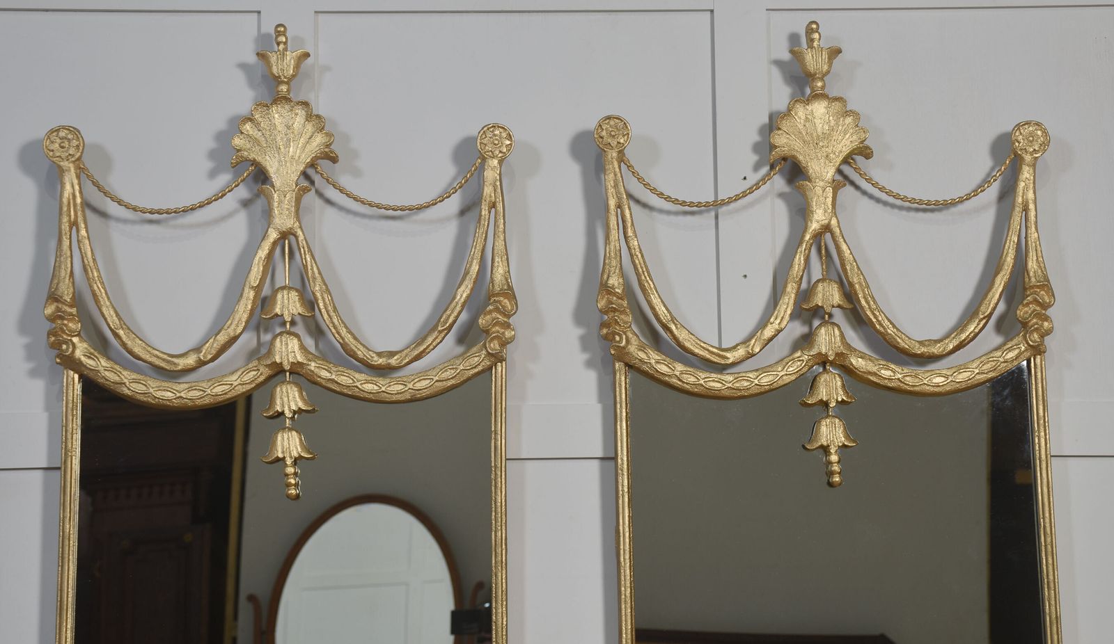 photo furniture Pair Of Modern Gilt Painted Metal Mirrors