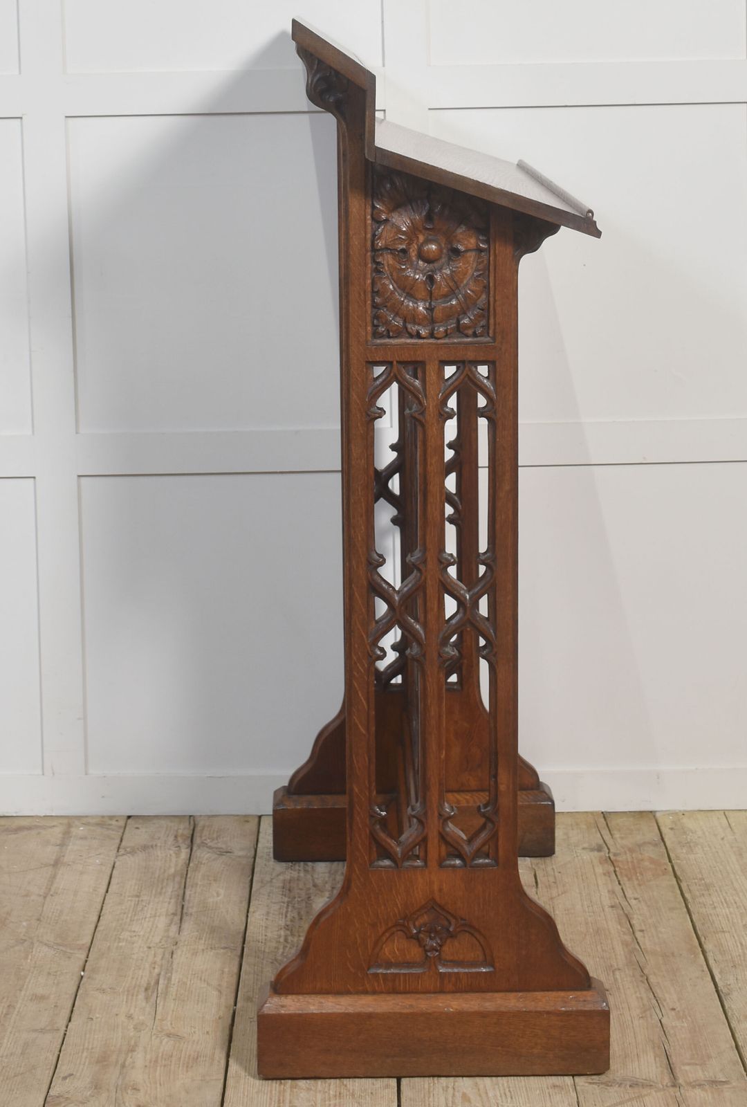 Carved Oak Lectern In The Gothic Revival Style photo for sale