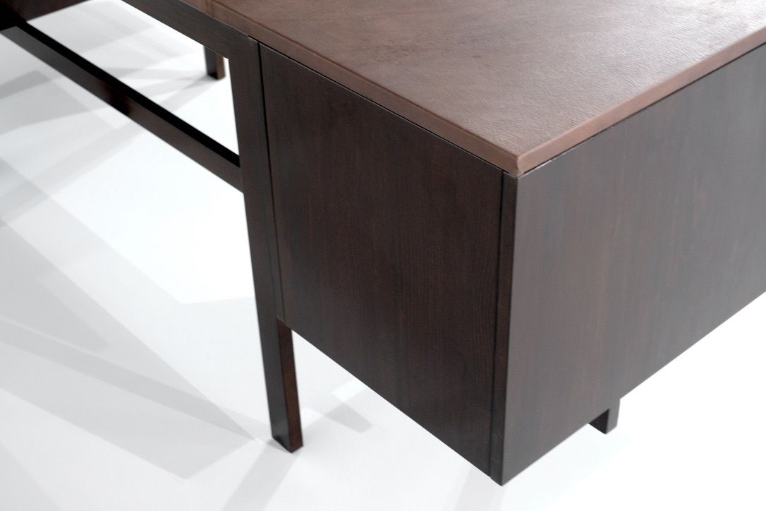 photo vintage Desk " Canaan " In Wood And Leather By Marcel Breuer For Gavina, Italy 1950s.