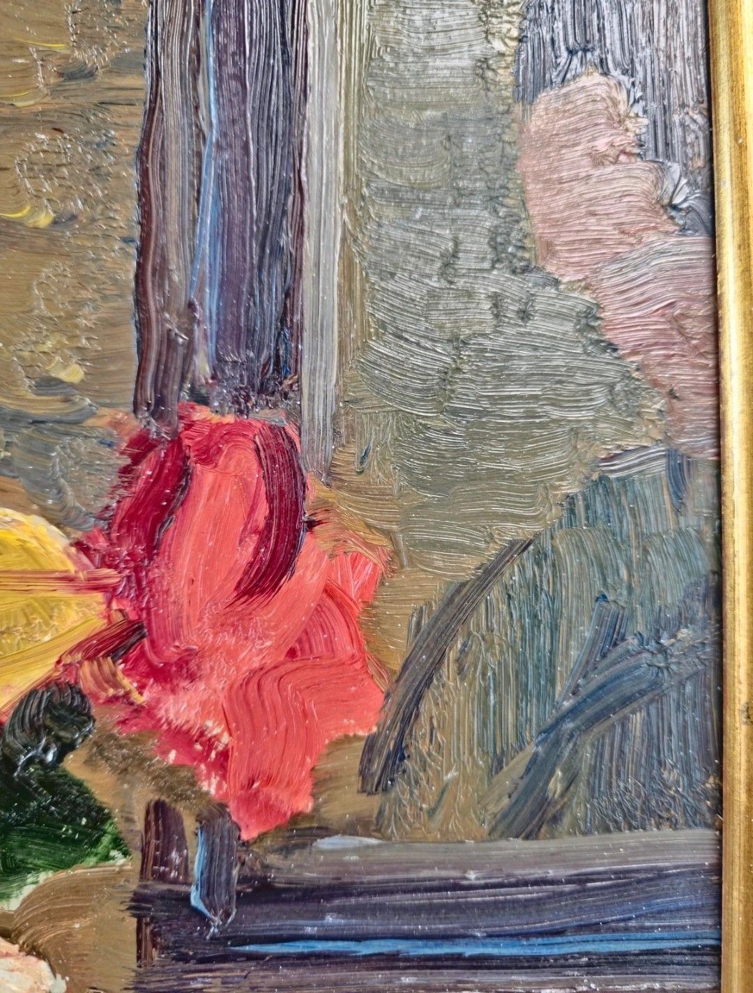 Antique Oil Painting Still Life Bouquet Of Flowers Impressionist 20th Century photo Art