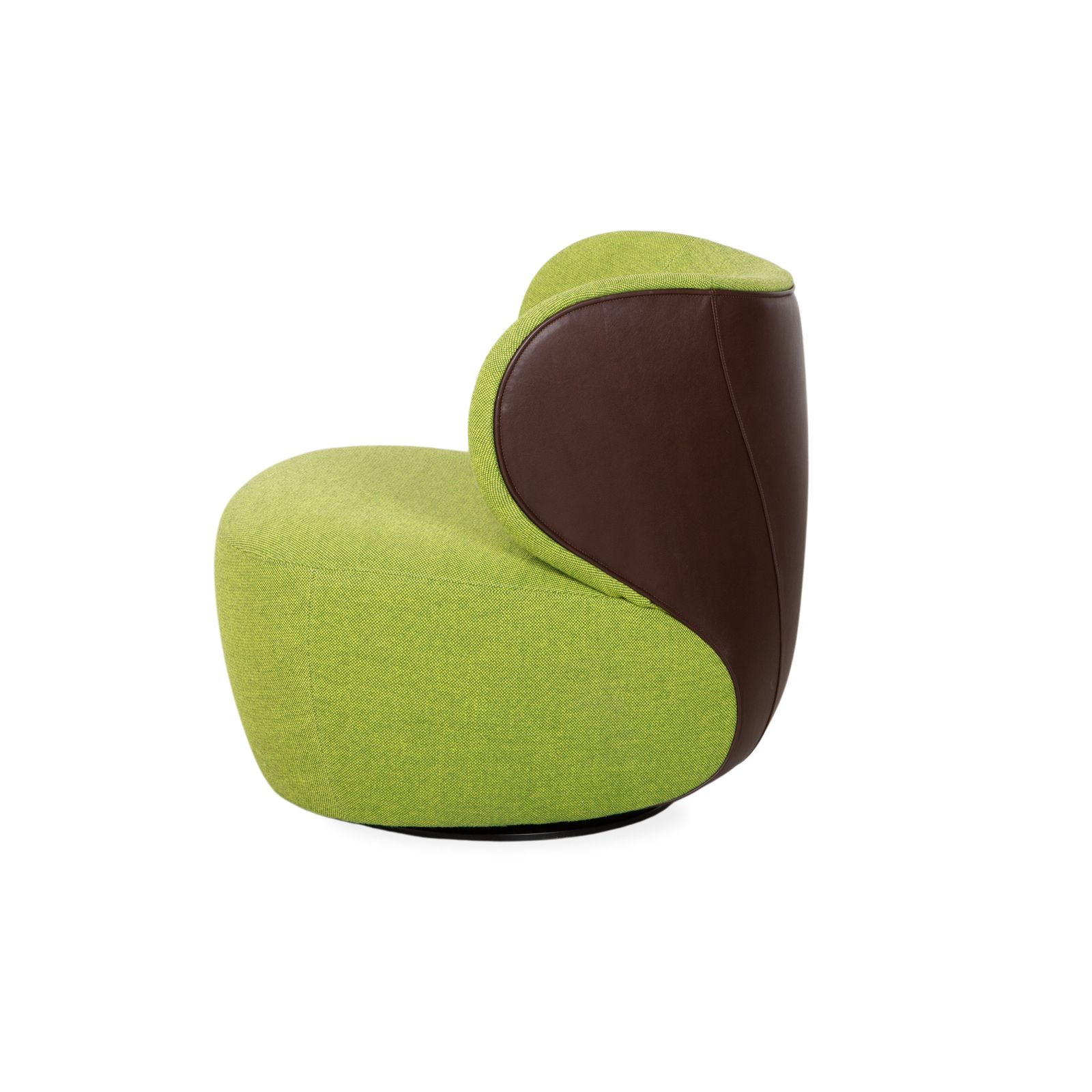 photo for sale Fauteuil pivotant Walter Knoll Bao en tissu et cuir, vert et brun