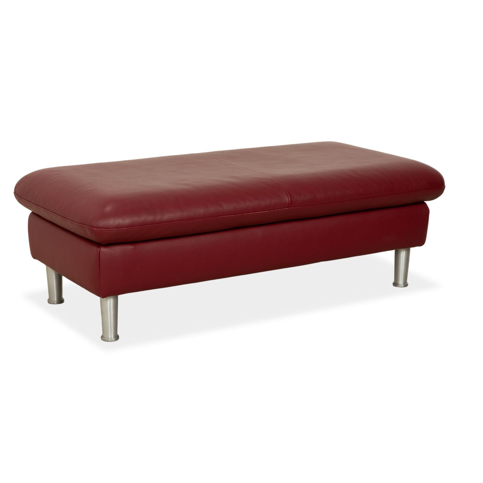 Repose-pieds Willi Schillig Loop en cuir, rouge bordeaux